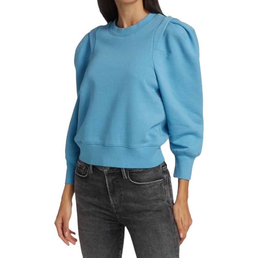 FRAME PLEATED PANEL PUFF-SLEEVE SWEATSHIRT